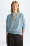 Extra fine merino wool knit oversize polo shirt