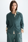 Wool knit double-breasted short jacket