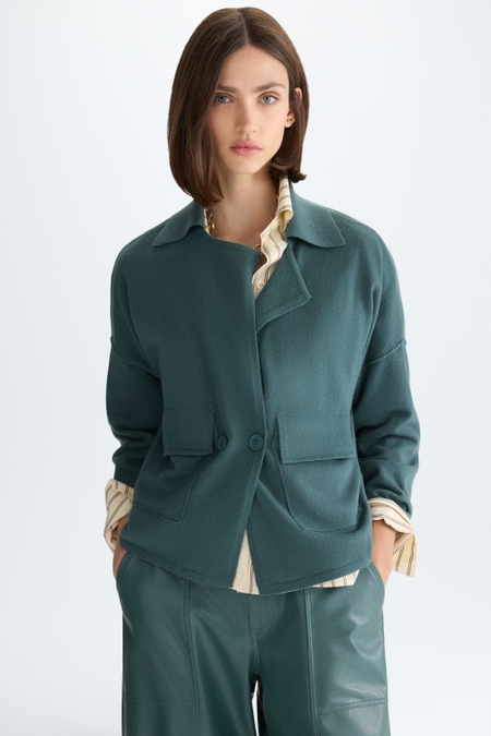 WOOL KNIT DOUBLE-BREASTED SHORT JACKET