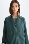 Wool knit double-breasted short jacket