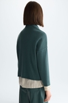 Wool knit double-breasted short jacket