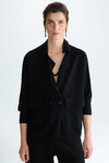 Wool knit double-breasted short jacket