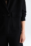 Wool knit double-breasted short jacket