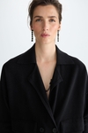 Wool knit double-breasted short jacket