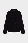 Wool knit double-breasted short jacket