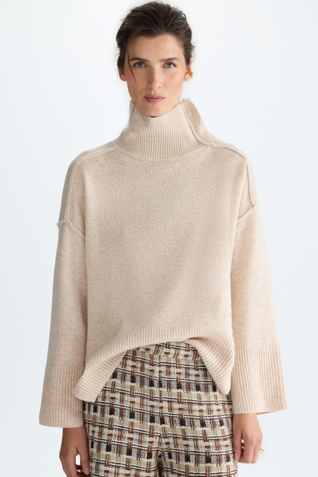 WOOL STRAIGHT-FIT MOCK-NECK SWEATER
