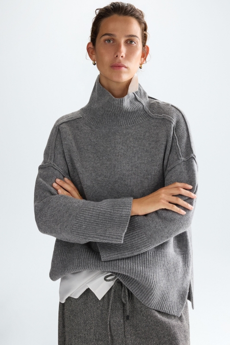 WOOL STRAIGHT-FIT MOCK-NECK SWEATER