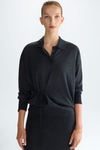 Merino wool knit oversize polo shirt