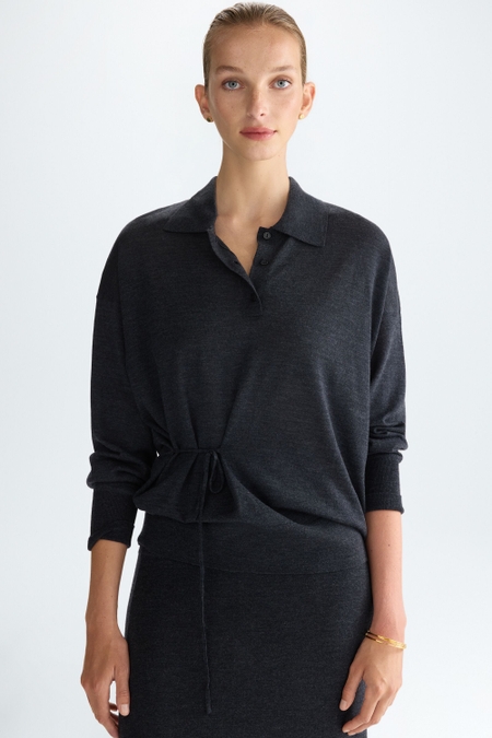 MERINO WOOL KNIT OVERSIZE POLO SHIRT