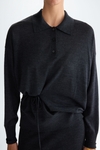 Merino wool knit oversize polo shirt