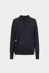 Merino wool knit oversize polo shirt