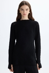 Wool bouclé long fitted sweater