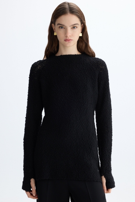 WOOL BOUCLÉ LONG FITTED SWEATER