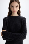 Wool bouclé long fitted sweater