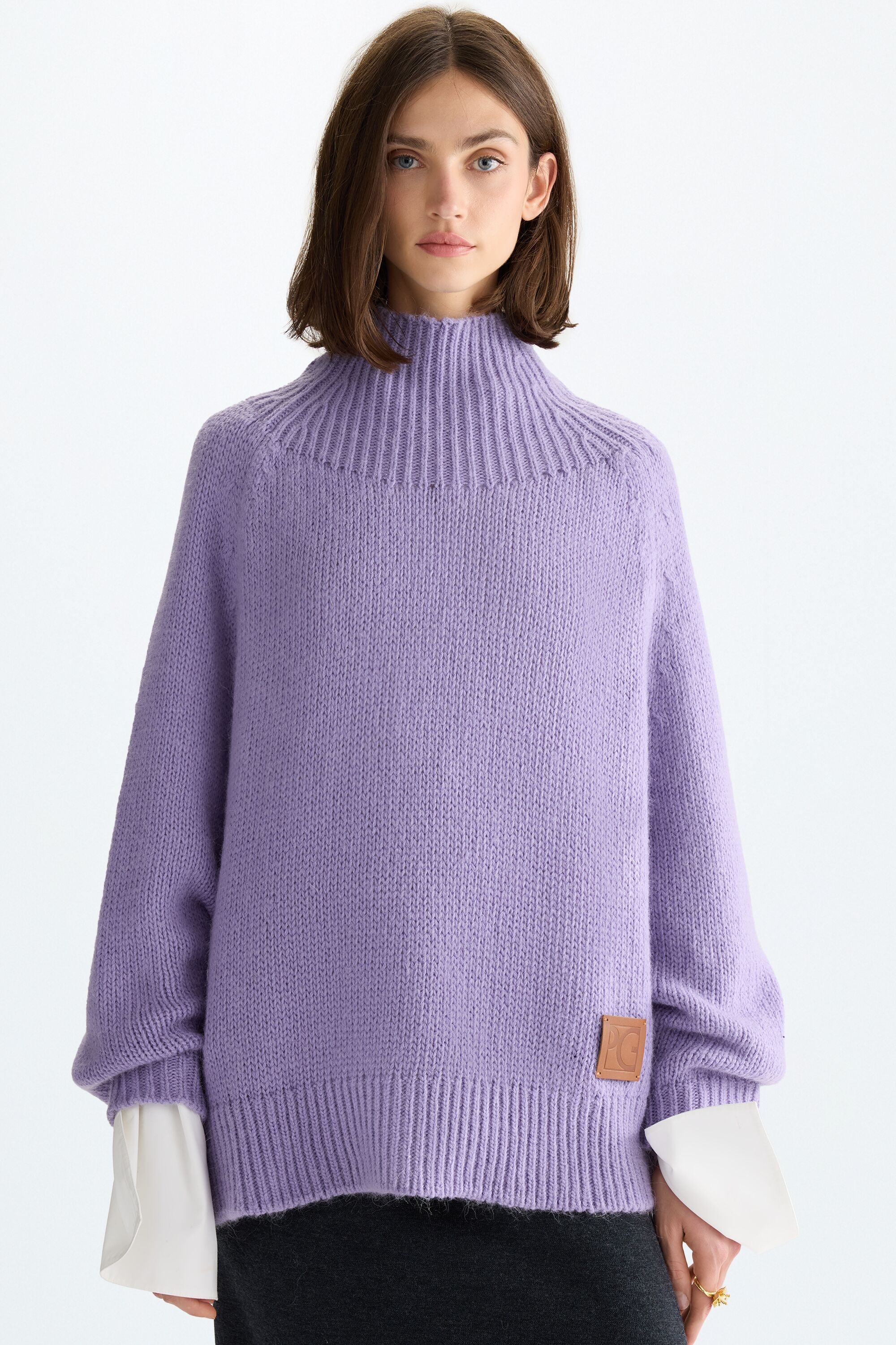 Funnel neck mohair oversize sweater