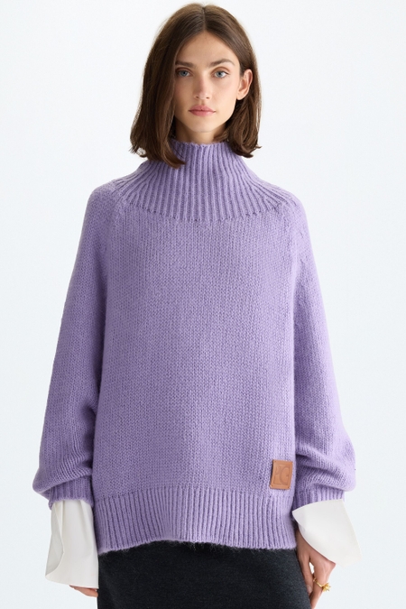 FUNNEL NECK MOHAIR OVERSIZE SWEATER