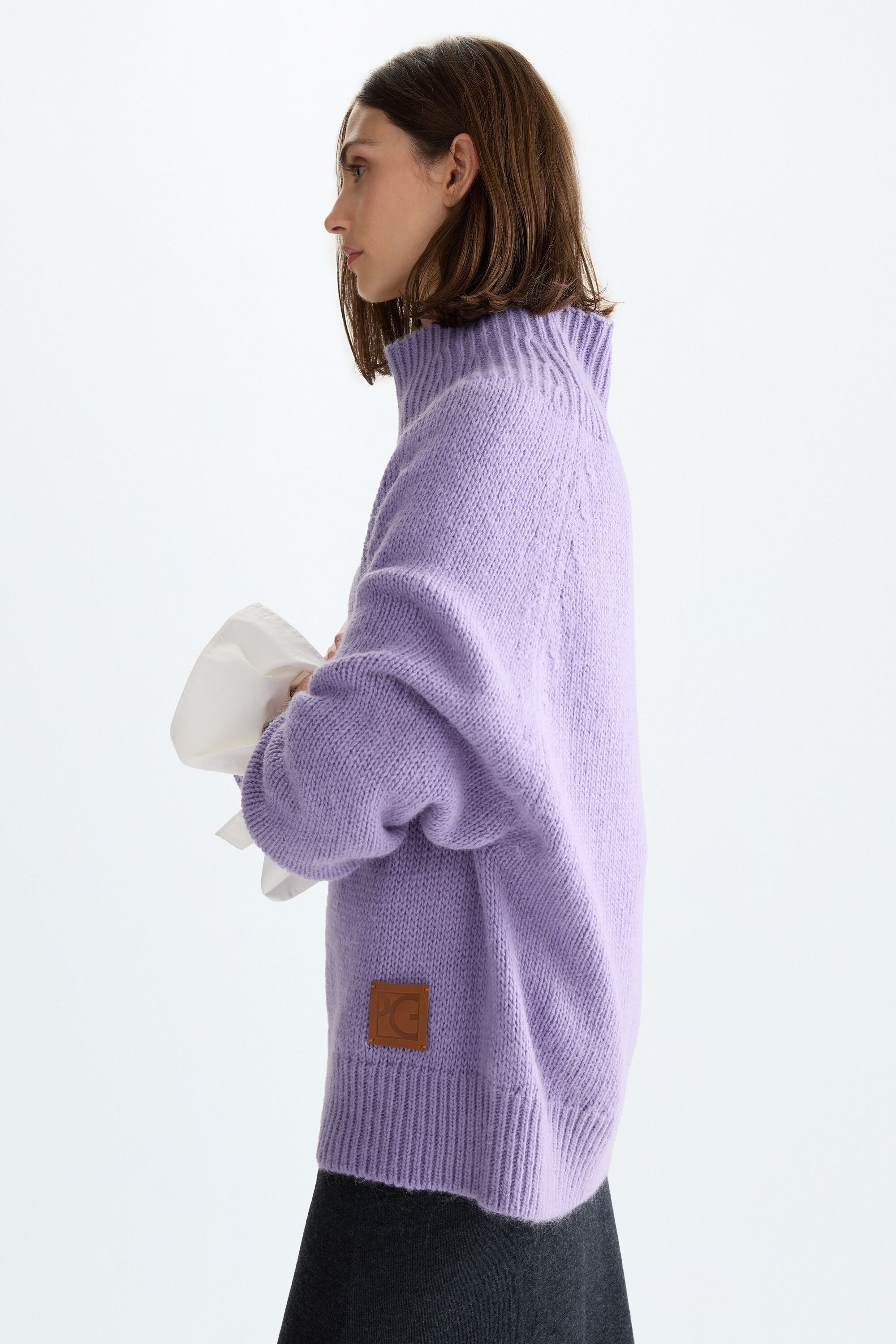 Funnel neck mohair oversize sweater purple - Purificacion Garcia