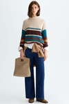 Striped wool straight-fit mock-neck sweater