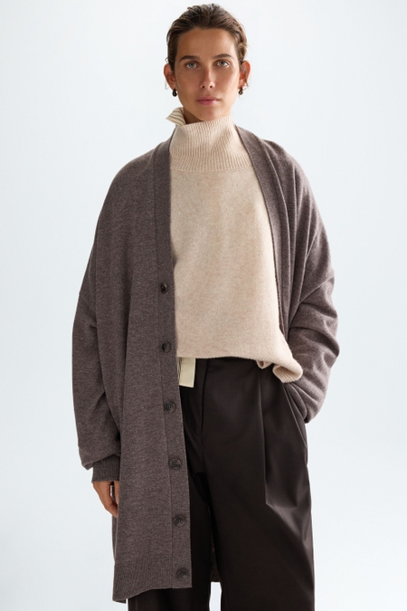 CARDED WOOL OVERSIZE LONG CARDIGAN