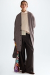 Carded wool oversize long cardigan