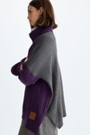 Turtleneck combined wool oversize sweater