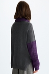 Turtleneck combined wool oversize sweater