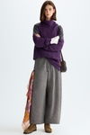 Turtleneck combined wool oversize sweater