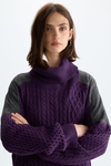 Turtleneck combined wool oversize sweater