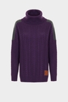 Turtleneck combined wool oversize sweater