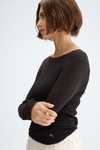 Metallic stretch-knit fitted sweater