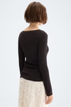 Metallic stretch-knit fitted sweater