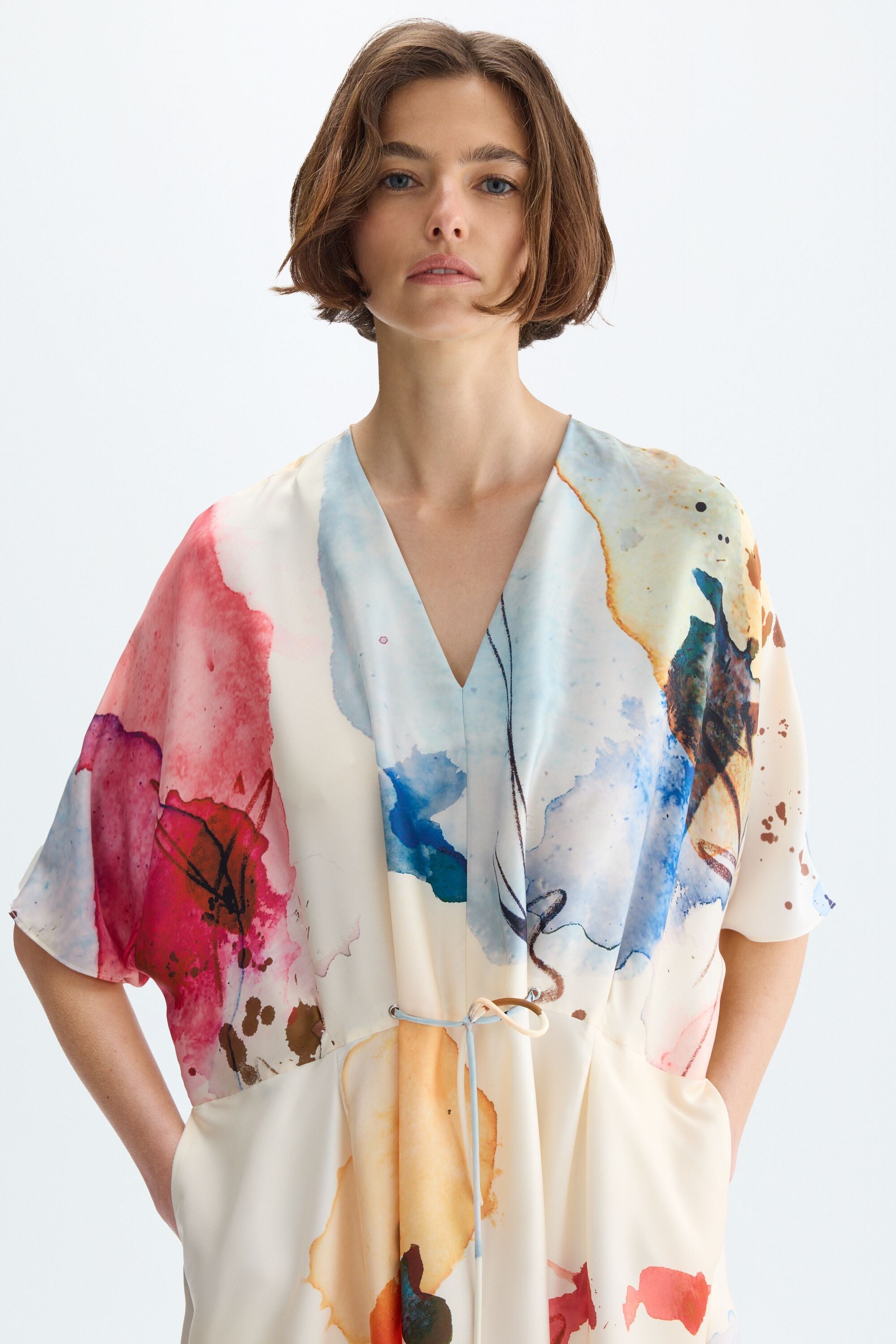 Print twill oversize midi dress multicolor - Purificacion Garcia