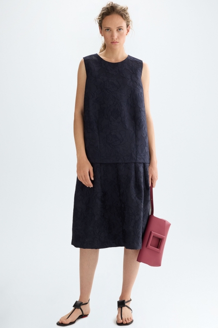 FLORAL JACQUARD MIDI DRESS