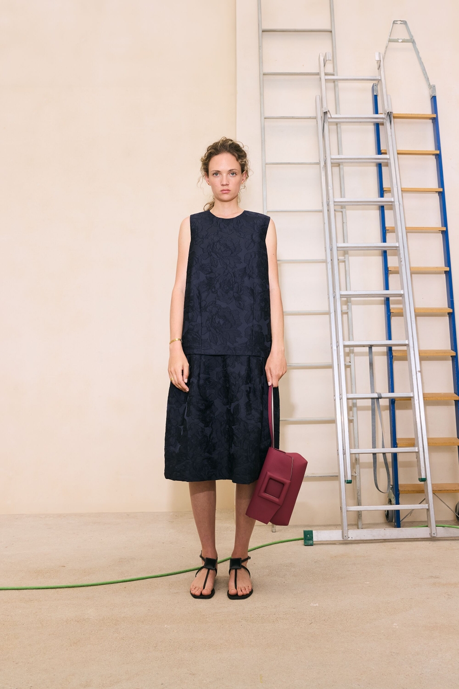 FLORAL JACQUARD MIDI DRESS