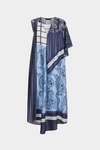 Denim patchwork print twill A-line dress