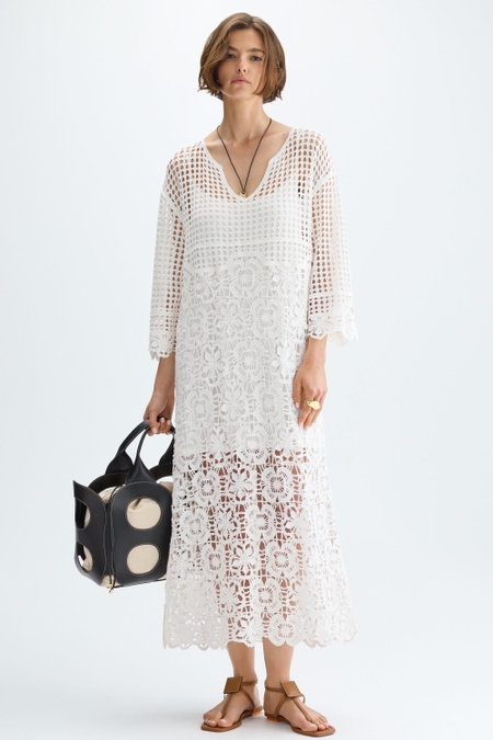 VESTIDO LARGO MACRAMÉ ALGODÓN