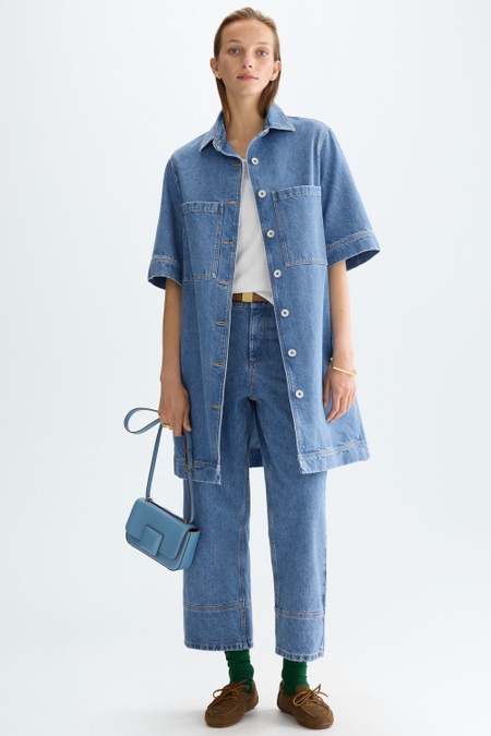 DENIM STRAIGHT-FIT SHORT DRESS