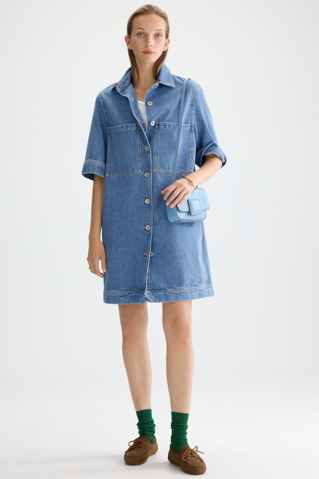 VESTIDO CORTO RECTO DENIM