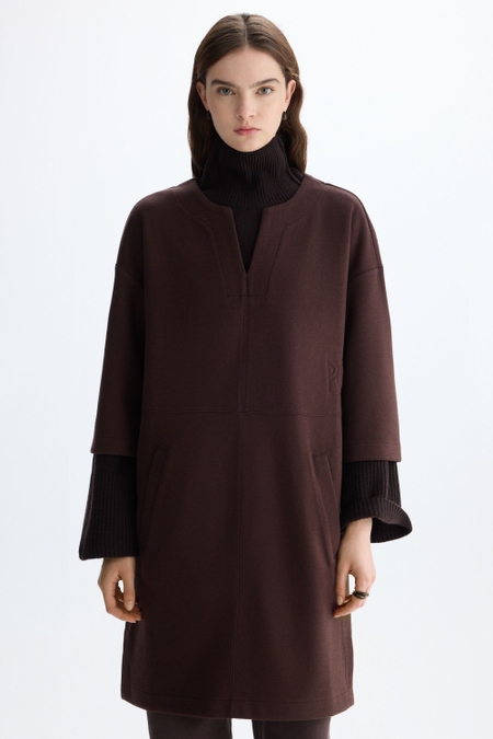 DOUBLE-FACED STRAIGHT-FIT SHORT DRESS