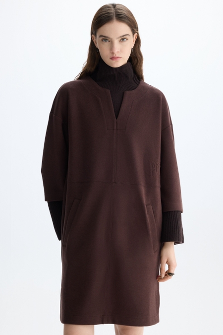 DOUBLE-FACED STRAIGHT-FIT SHORT DRESS