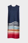 Striped print cotton twill cocoon-fit dress