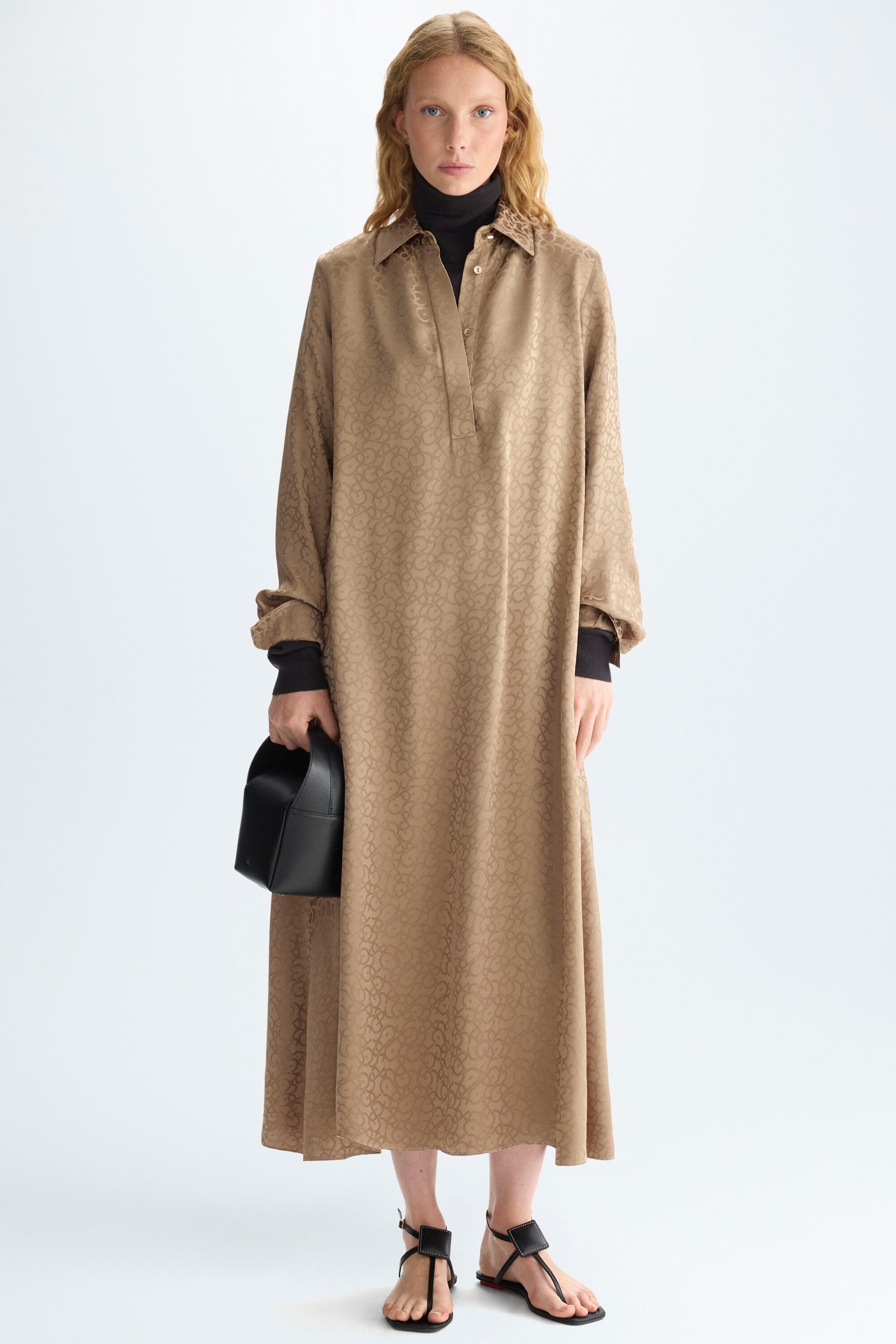Gutenberg jacquard A-line shirt dress