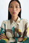 Print cupro shirt dress