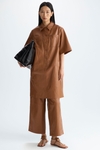 Faux-leather short shirt dress