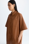 Faux-leather short shirt dress