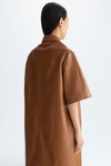 Faux-leather short shirt dress