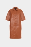 Faux-leather short shirt dress