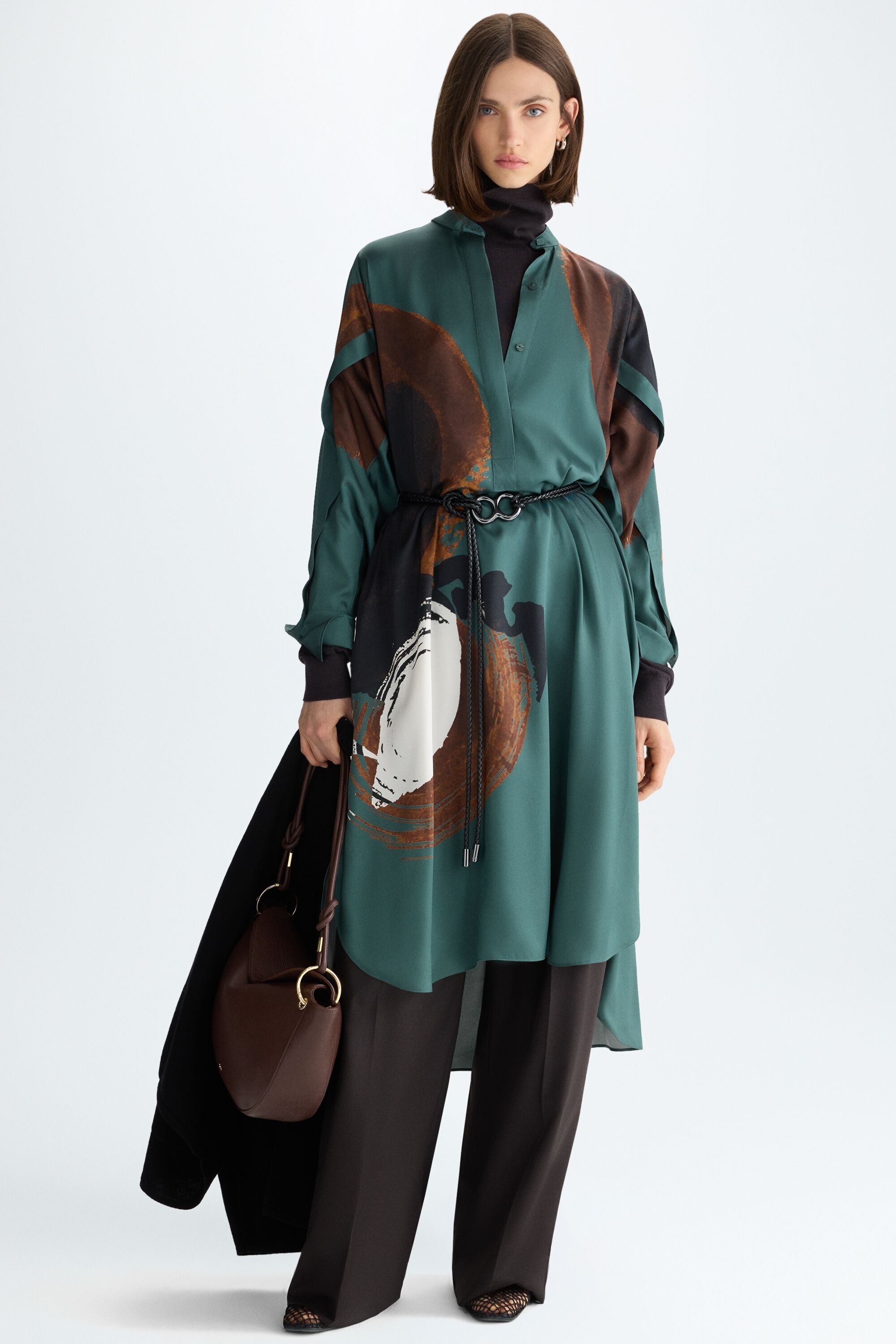 Pincelada Ocho print twill midi dress