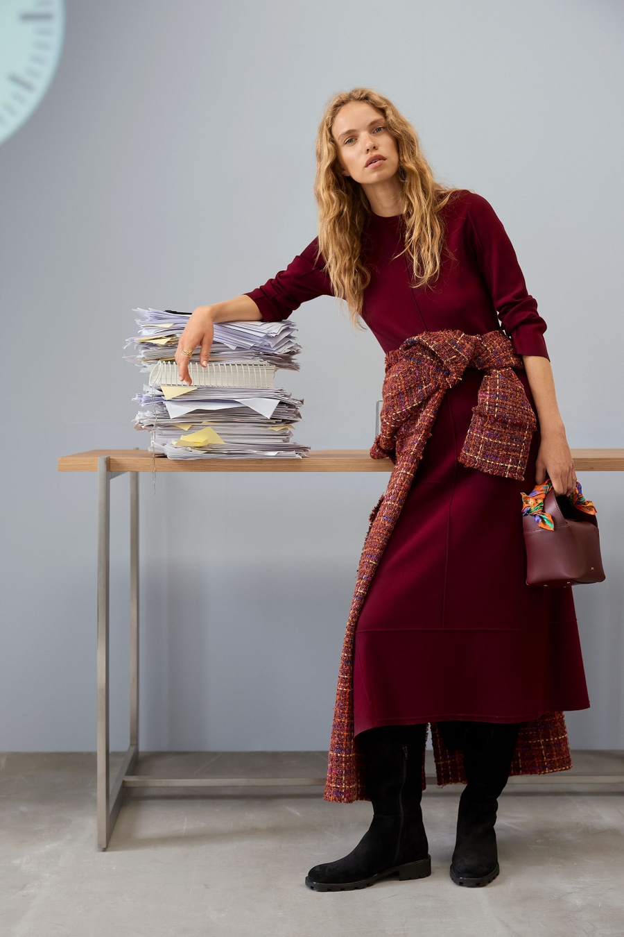 STRETCH KNIT MIDI DRESS