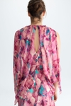 Vestido midi chiffon estampado Fleur de Camouflage
